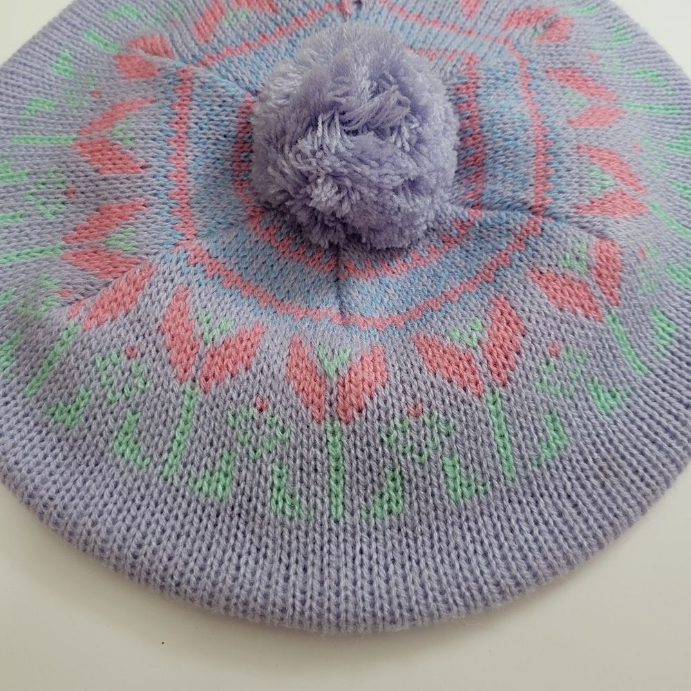 Sweet Tulips design stretchy knit beret  